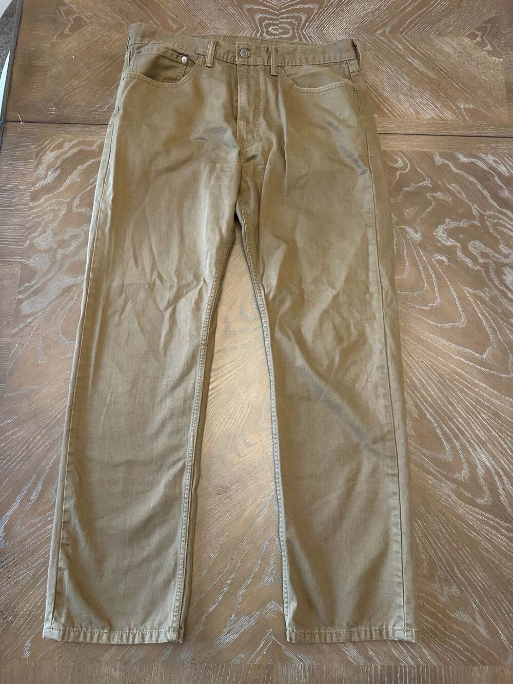 Levi's 505 Regular Fit Straight Leg Beige Twill Pants Men's Size 36x32